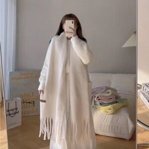 White Fringe Scarf